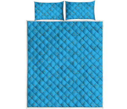 Blue Stethoscope Pattern Print Quilt Bed Set