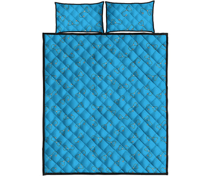 Blue Stethoscope Pattern Print Quilt Bed Set