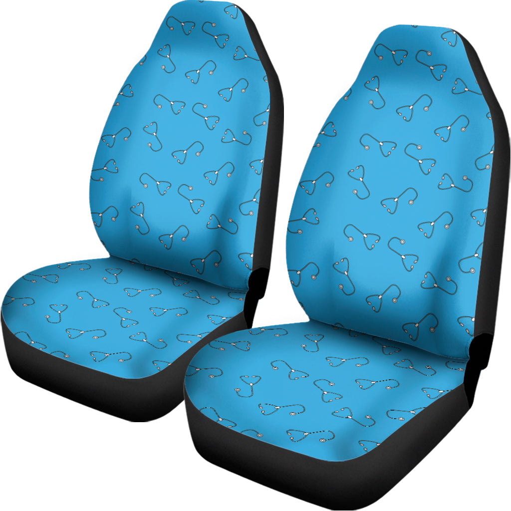 Blue Stethoscope Pattern Print Universal Fit Car Seat Covers
