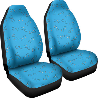 Blue Stethoscope Pattern Print Universal Fit Car Seat Covers