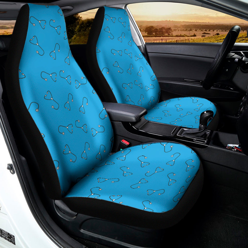 Blue Stethoscope Pattern Print Universal Fit Car Seat Covers