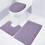 Blue Striped Nautical Anchor Print 3 Piece Bath Mat Set
