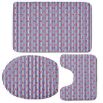 Blue Striped Nautical Anchor Print 3 Piece Bath Mat Set