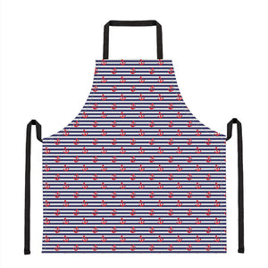 Blue Striped Nautical Anchor Print Apron