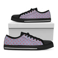 Blue Striped Nautical Anchor Print Black Low Top Sneakers