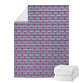 Blue Striped Nautical Anchor Print Blanket