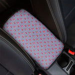 Blue Striped Nautical Anchor Print Car Center Console Cover