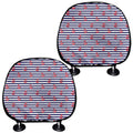 Blue Striped Nautical Anchor Print Car Headrest Covers