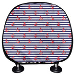 Blue Striped Nautical Anchor Print Car Headrest Covers