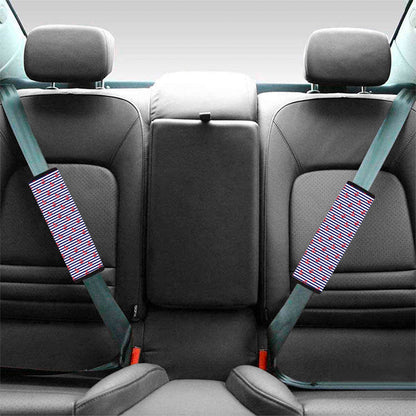 Blue Striped Nautical Anchor Print Car Seat Belt Covers