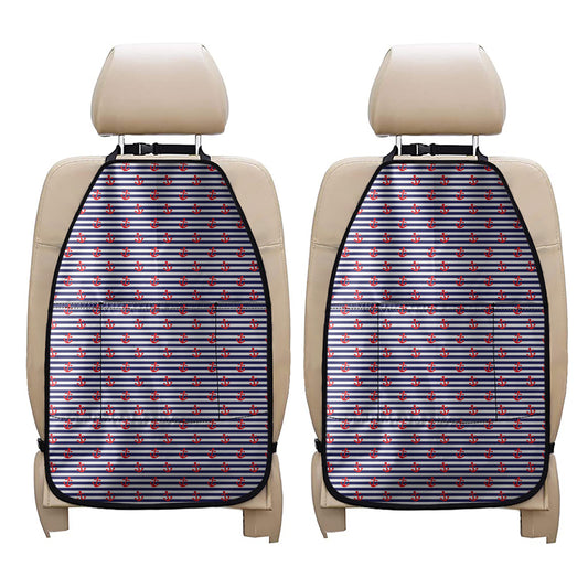 Blue Striped Nautical Anchor Print Car Seat Organizers