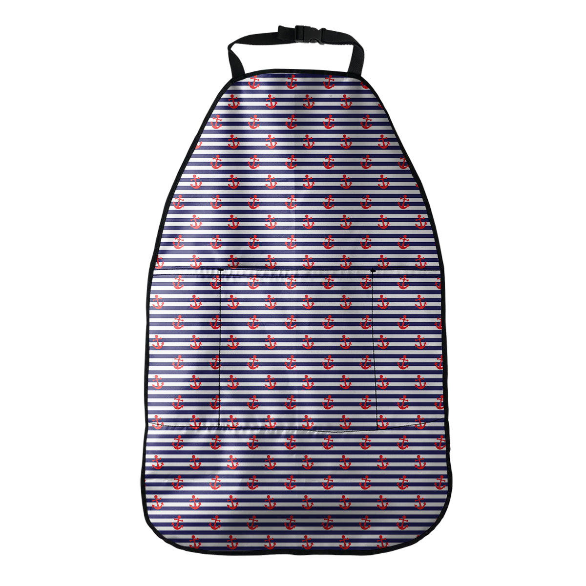 Blue Striped Nautical Anchor Print Car Seat Organizers