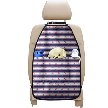 Blue Striped Nautical Anchor Print Car Seat Organizers