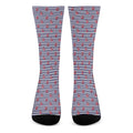 Blue Striped Nautical Anchor Print Crew Socks