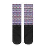 Blue Striped Nautical Anchor Print Crew Socks