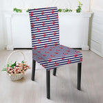 Blue Striped Nautical Anchor Print Dining Chair Slipcover