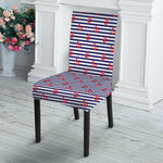 Blue Striped Nautical Anchor Print Dining Chair Slipcover