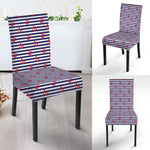 Blue Striped Nautical Anchor Print Dining Chair Slipcover