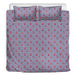 Blue Striped Nautical Anchor Print Duvet Cover Bedding Set