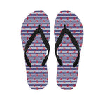 Blue Striped Nautical Anchor Print Flip Flops