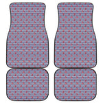 Blue Striped Nautical Anchor Print Front and Back Car Floor Mats