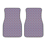 Blue Striped Nautical Anchor Print Front Car Floor Mats