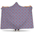 Blue Striped Nautical Anchor Print Hooded Blanket