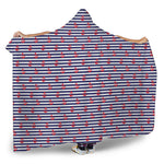 Blue Striped Nautical Anchor Print Hooded Blanket