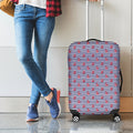 Blue Striped Nautical Anchor Print Luggage Cover