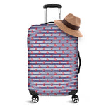 Blue Striped Nautical Anchor Print Luggage Cover