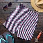 Blue Striped Nautical Anchor Print Men's Shorts