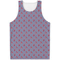 Blue Striped Nautical Anchor Print Men's Tank Top