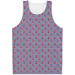 Blue Striped Nautical Anchor Print Men's Tank Top