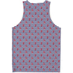 Blue Striped Nautical Anchor Print Men's Tank Top