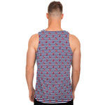 Blue Striped Nautical Anchor Print Men's Tank Top