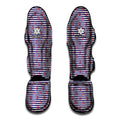 Blue Striped Nautical Anchor Print Muay Thai Shin Guards