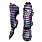 Blue Striped Nautical Anchor Print Muay Thai Shin Guard