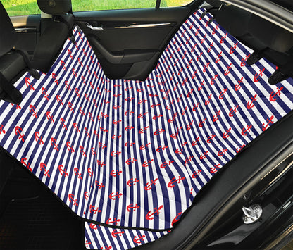 Blue Striped Nautical Anchor Print Pet Car Back Seat Cover