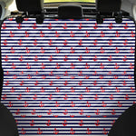 Blue Striped Nautical Anchor Print Pet Car Back Seat Cover