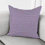 Blue Striped Nautical Anchor Print Pillow Cover
