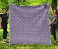 Blue Striped Nautical Anchor Print Quilt