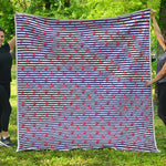 Blue Striped Nautical Anchor Print Quilt