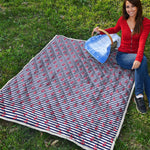 Blue Striped Nautical Anchor Print Quilt
