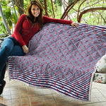 Blue Striped Nautical Anchor Print Quilt