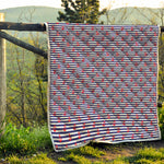 Blue Striped Nautical Anchor Print Quilt