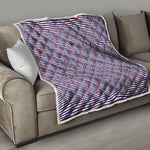 Blue Striped Nautical Anchor Print Quilt
