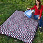 Blue Striped Nautical Anchor Print Quilt