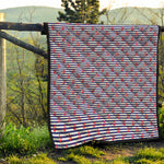 Blue Striped Nautical Anchor Print Quilt