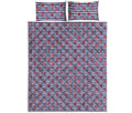 Blue Striped Nautical Anchor Print Quilt Bed Set