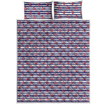 Blue Striped Nautical Anchor Print Quilt Bed Set